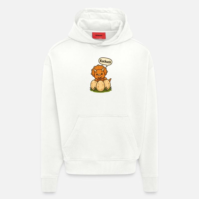 Coucou Le Joyeux Tricératops - Sweat à capuche bio épais oversize fabriqué en UE - OFF WHITE