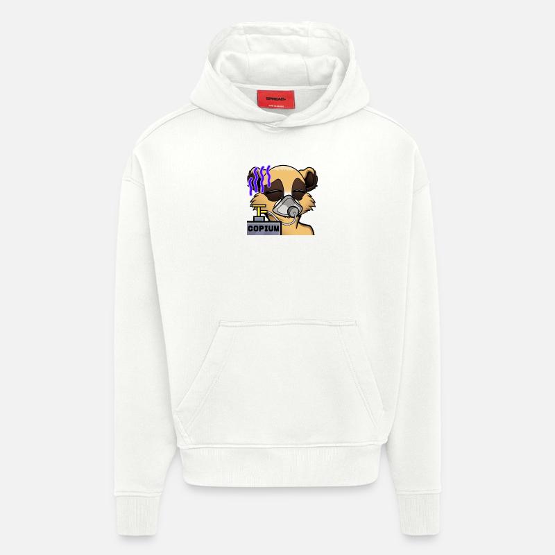 Suricate « Copium » - Sweat à capuche bio épais oversize fabriqué en UE - OFF WHITE