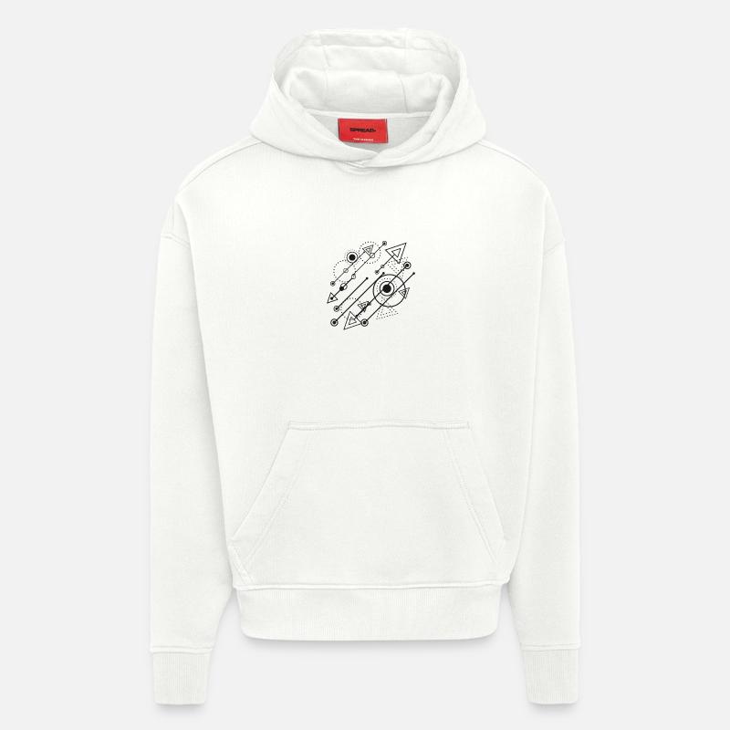 Flux d’énergie géométriques - Sweat à capuche bio épais oversize fabriqué en UE - OFF WHITE