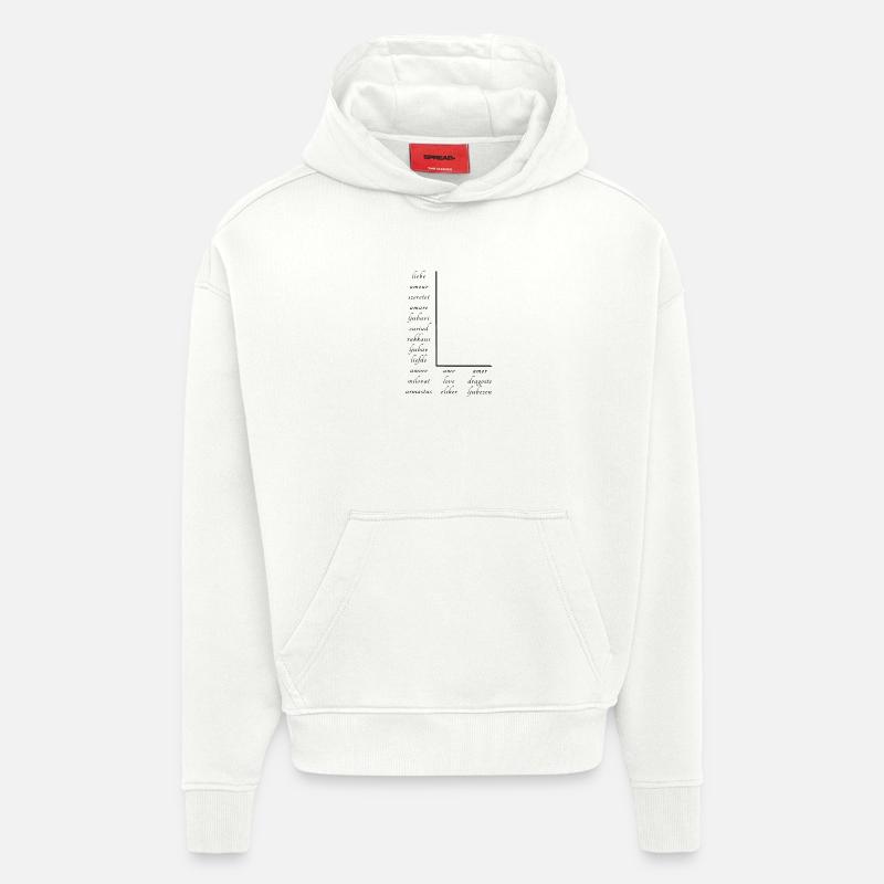L’amour En Beaucoup de Langues Différentes - Sweat à capuche bio épais oversize fabriqué en UE - OFF WHITE