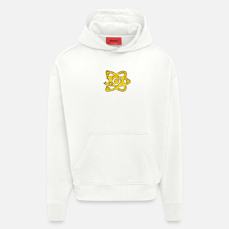 Atom Cheese Symbol Science Scientifique - Sweat à capuche bio épais oversize fabriqué en UE - OFF WHITE