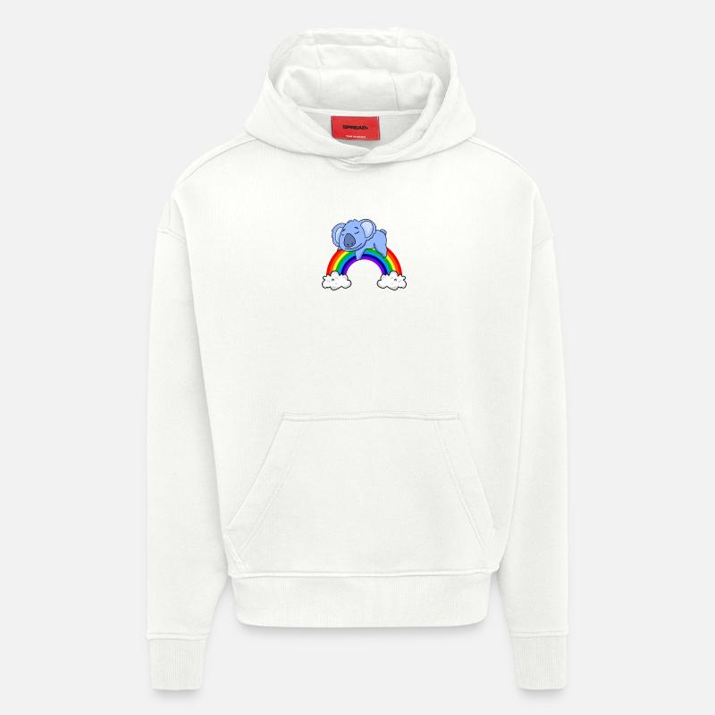 Koala arc-en-ciel - Sweat à capuche bio épais oversize fabriqué en UE - OFF WHITE