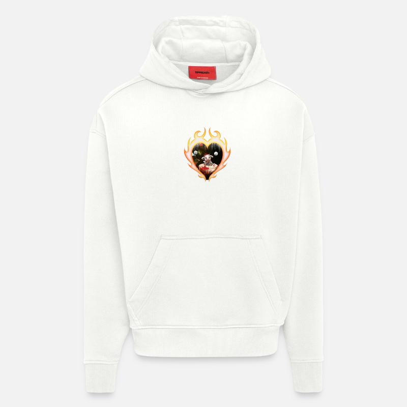 Süße Weihnachtskuh mit Vogel - Hoodie- made by SPREAD  - OFF WHITE