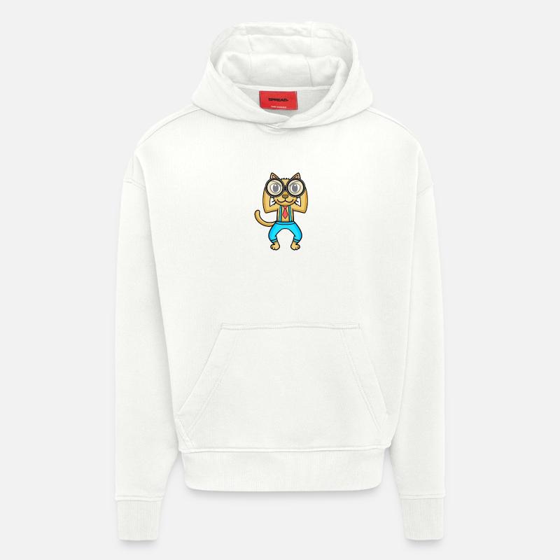 Télescope Astronomie Astronome Chat - Sweat à capuche bio épais oversize fabriqué en UE - OFF WHITE