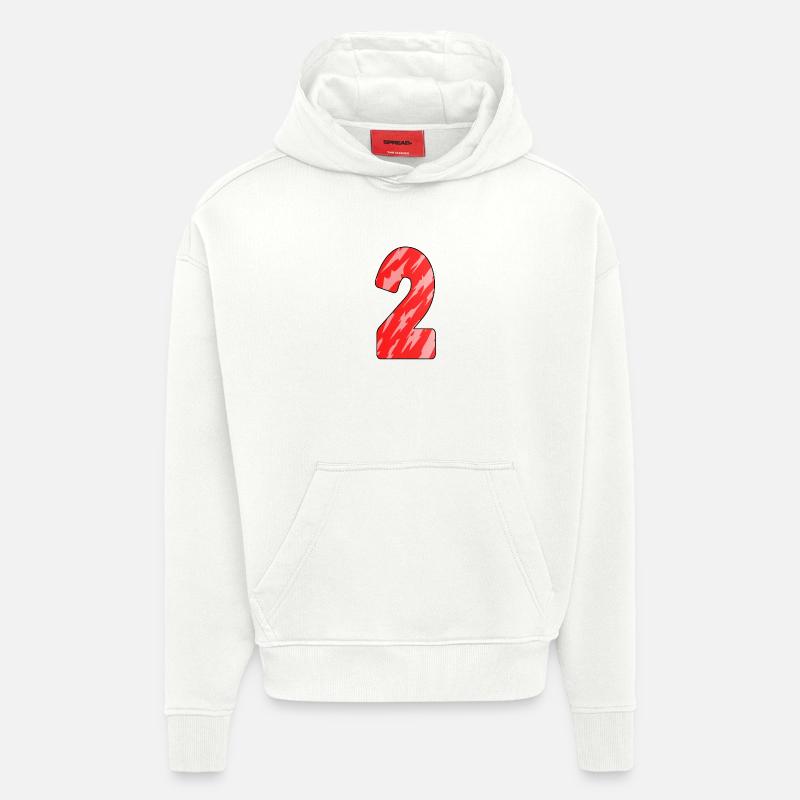 Number 2 Red Pattern - Hoodie- made by SPREAD - OFF WHITE
