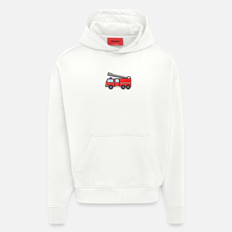 Voiture de pompiers - Sweat à capuche bio épais oversize fabriqué en UE - OFF WHITE