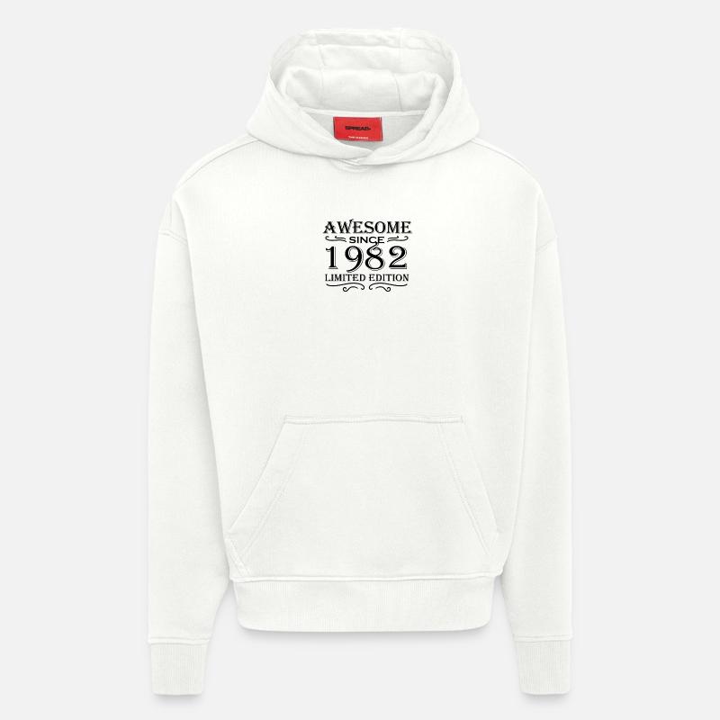 1982 - Né en 1982 - Sweat à capuche bio épais oversize fabriqué en UE - OFF WHITE