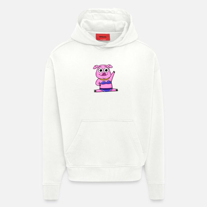 Cochon - Sweat à capuche bio épais oversize fabriqué en UE - OFF WHITE