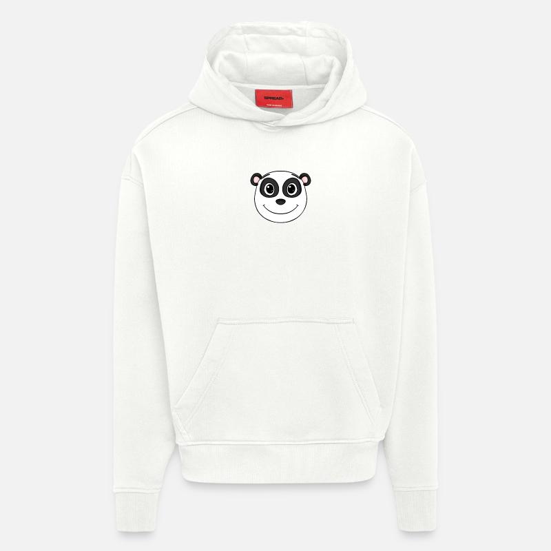 Panda Head Ours Mignon - Sweat à capuche bio épais oversize fabriqué en UE - OFF WHITE