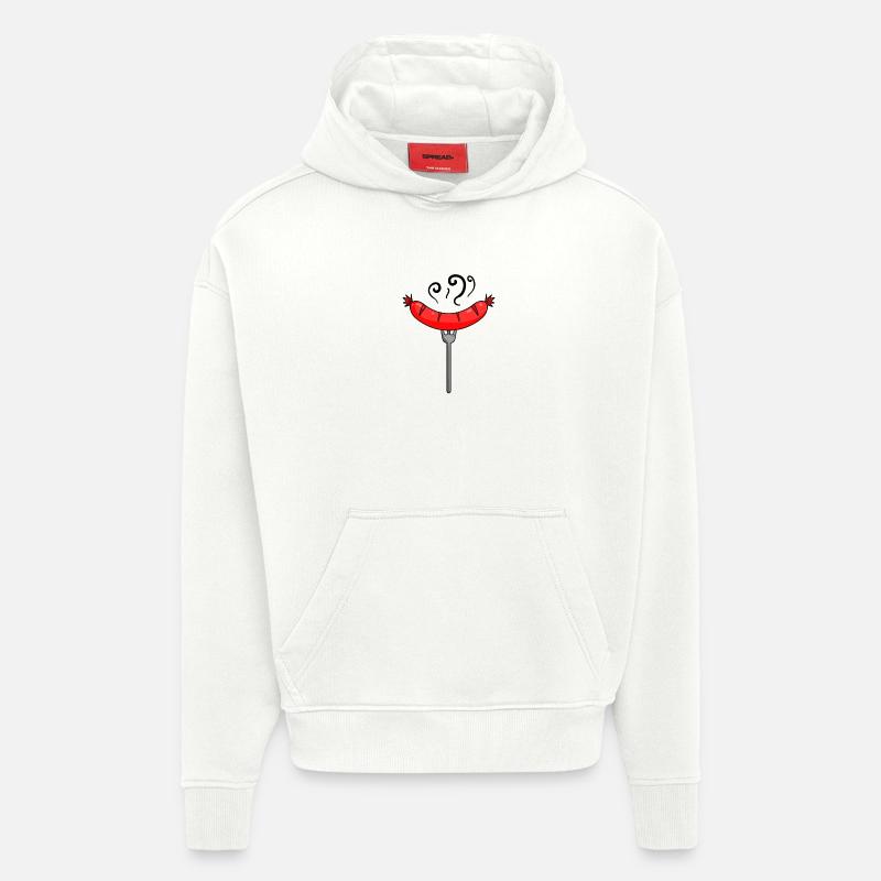 Saucisse Currywurst Viande Bratwurst Grillwurst - Sweat à capuche bio épais oversize fabriqué en UE - OFF WHITE