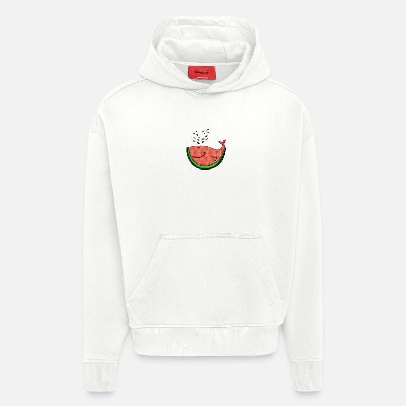 Cadeau baleine à pastèque - Sweat à capuche bio épais oversize fabriqué en UE - OFF WHITE