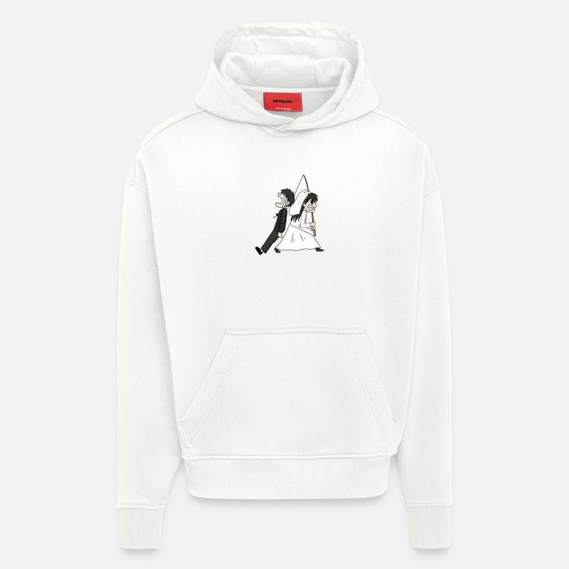 Drôle de mème de mariage - Sweat à capuche bio épais oversize fabriqué en UE - OFF WHITE