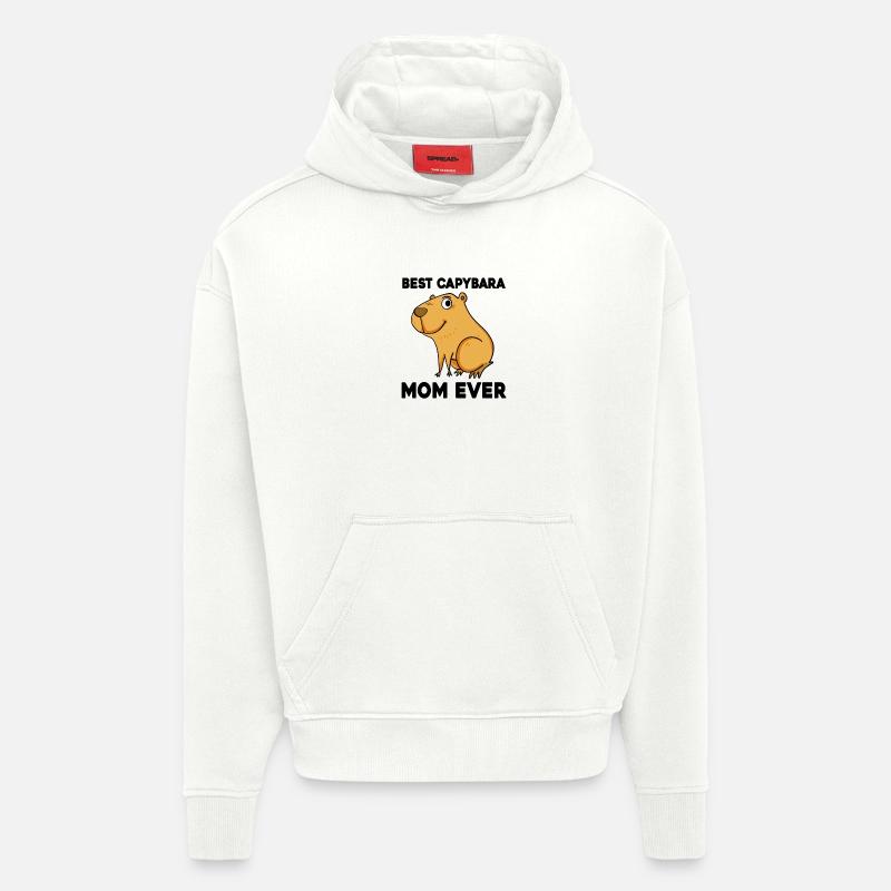 Capybara Mama Wasserschwein - Sweat à capuche bio épais oversize fabriqué en UE - OFF WHITE