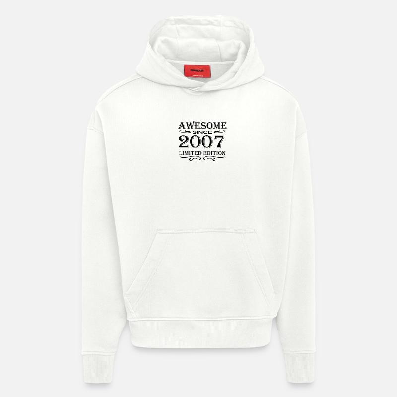 2007 - Né en 2007 - Sweat à capuche bio épais oversize fabriqué en UE - OFF WHITE