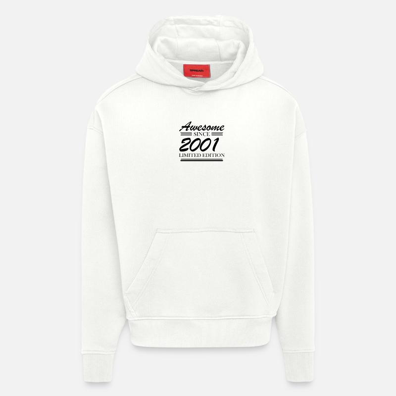 2001 - Né en 2001 - Sweat à capuche bio épais oversize fabriqué en UE - OFF WHITE