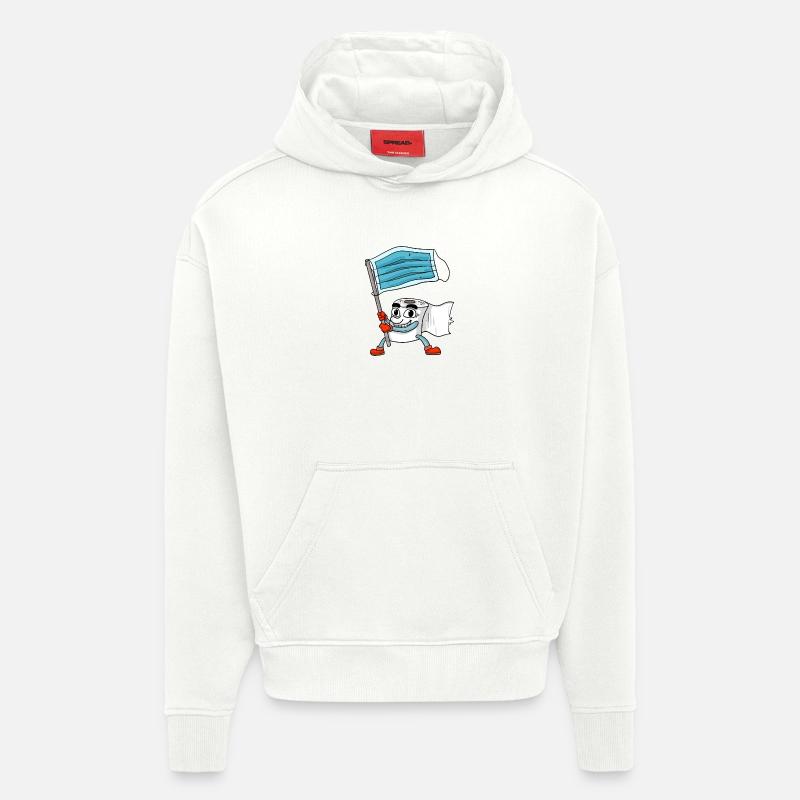 Drapeau de masque de papier toilette - Sweat à capuche bio épais oversize fabriqué en UE - OFF WHITE