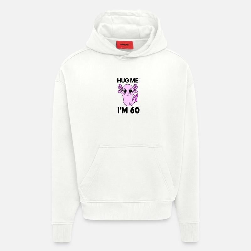 60 ans - 60 ans - câlin - Sweat à capuche bio épais oversize fabriqué en UE - OFF WHITE