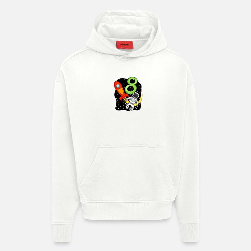 8 ans Jeune astronaute - Sweat à capuche bio épais oversize fabriqué en UE - OFF WHITE