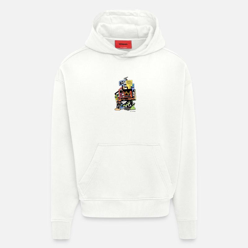 Tv totem black by Cinodrago - Sweat à capuche bio épais oversize fabriqué en UE - OFF WHITE
