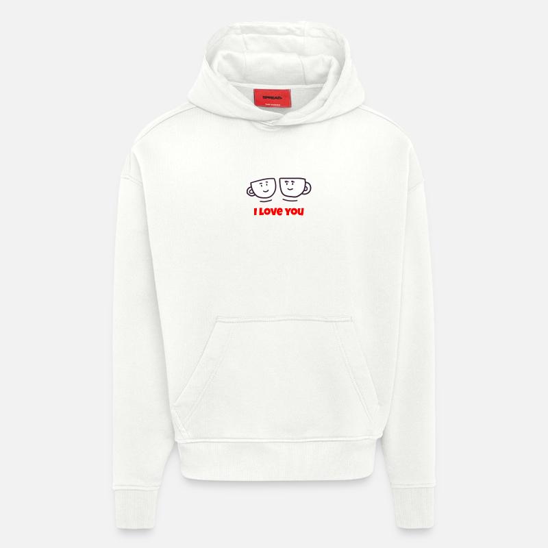 Saint-Valentin, Saint-Valentin, Saint-Valentin - Sweat à capuche bio épais oversize fabriqué en UE - OFF WHITE