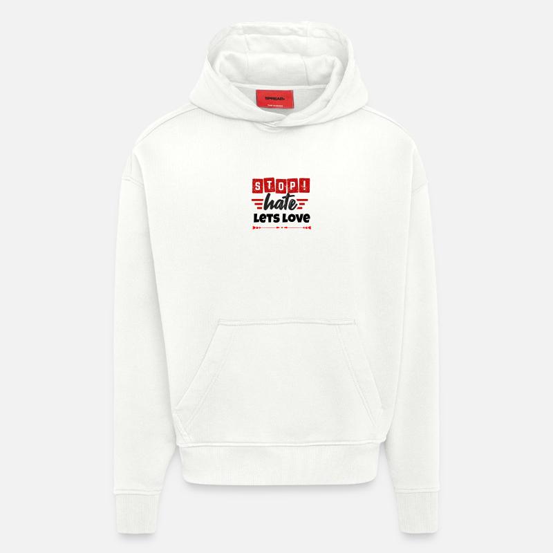 Saint-Valentin, Saint-Valentin, Saint-Valentin - Sweat à capuche bio épais oversize fabriqué en UE - OFF WHITE