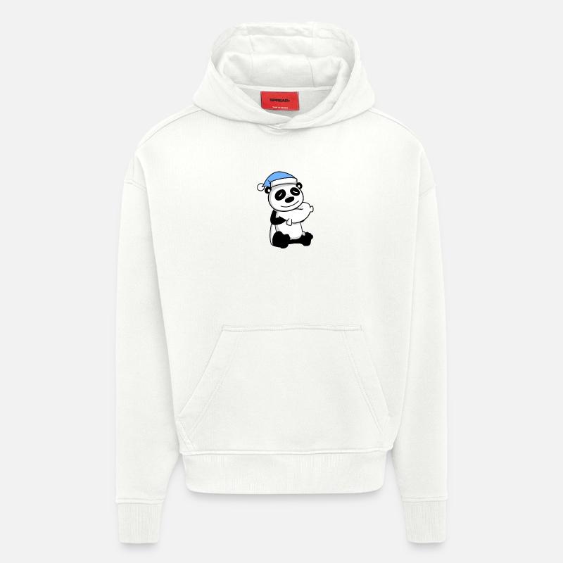 Panda - Sweat à capuche bio épais oversize fabriqué en UE - OFF WHITE
