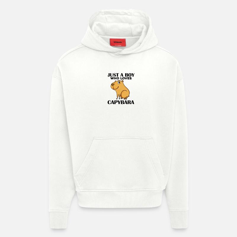 Garçon Capybara - Sweat à capuche bio épais oversize fabriqué en UE - OFF WHITE