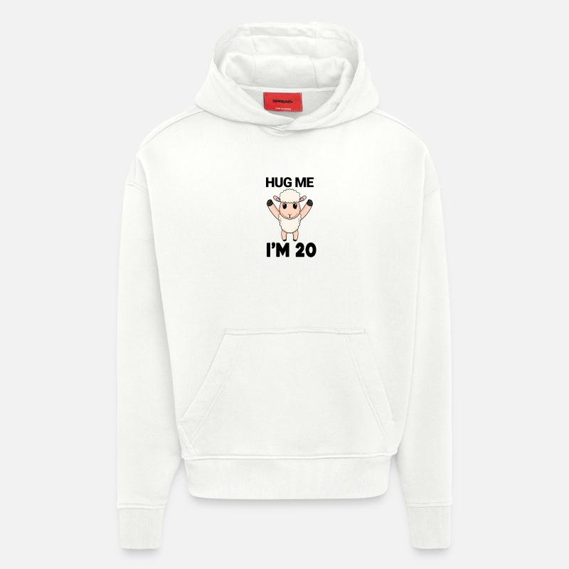 20 ans - 20 ans - câlin - Sweat à capuche bio épais oversize fabriqué en UE - OFF WHITE