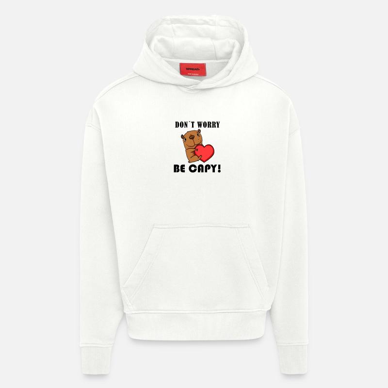 Capybara Capybara Cadeau - Sweat à capuche bio épais oversize fabriqué en UE - OFF WHITE