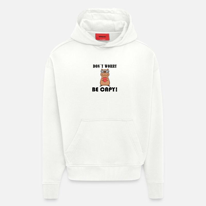 Capybara Capybara Cadeau - Sweat à capuche bio épais oversize fabriqué en UE - OFF WHITE