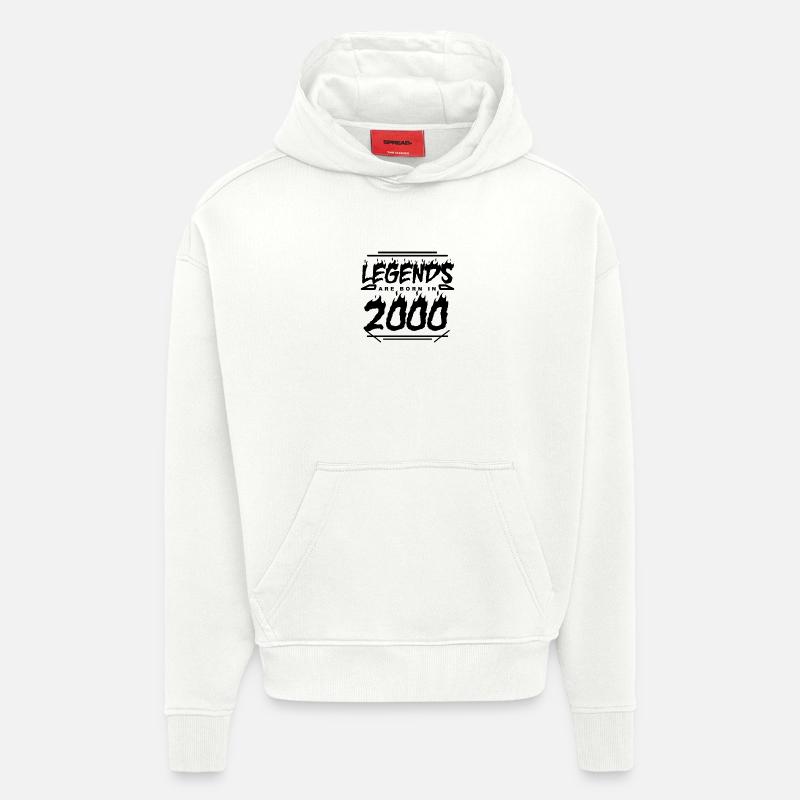 Légende 2000 - Année 2000 - Année 2000 - Sweat à capuche bio épais oversize fabriqué en UE - OFF WHITE