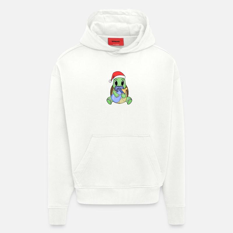 Tortue bébé Noël - Sweat à capuche bio épais oversize fabriqué en UE - OFF WHITE