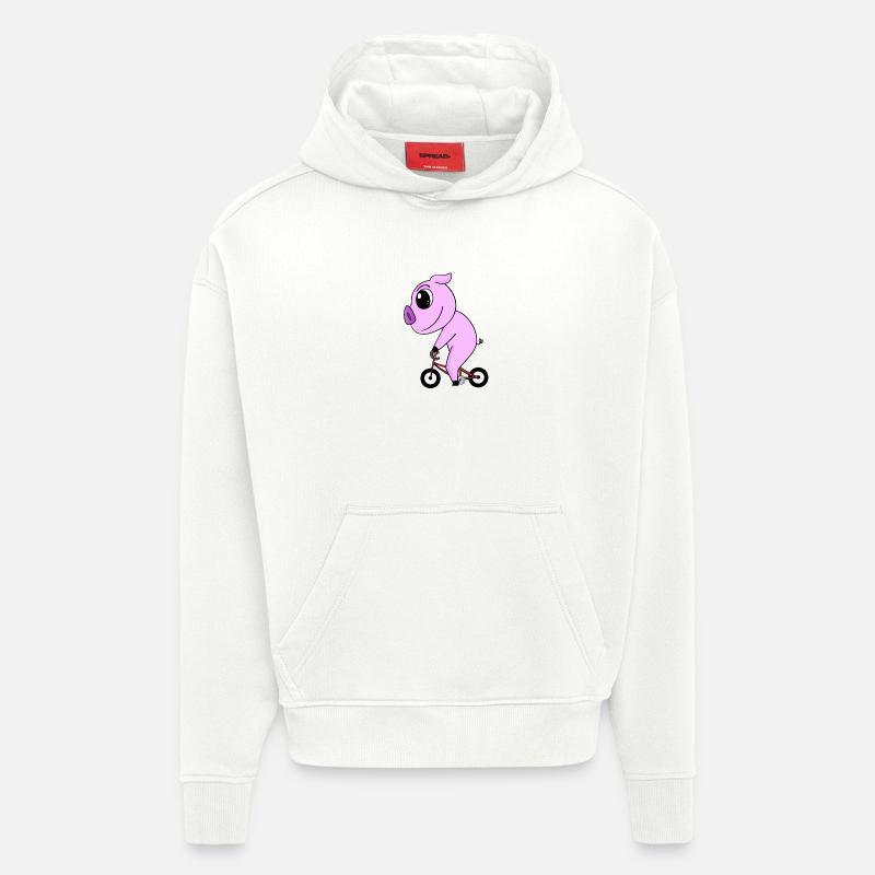 Vélo cochon - Sweat à capuche bio épais oversize fabriqué en UE - OFF WHITE