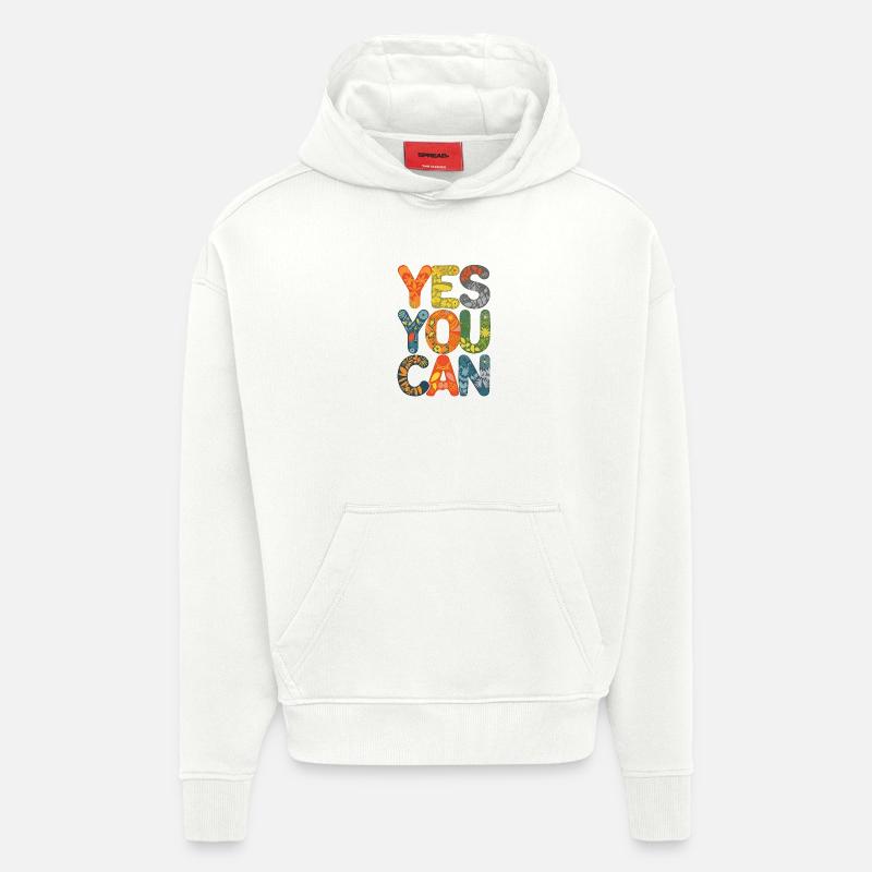 Conception d’anniversaire de joyeuse amitié - Sweat à capuche bio épais oversize fabriqué en UE - OFF WHITE