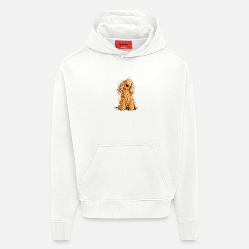 Cocker Spaniel heureux - Sweat à capuche bio épais oversize fabriqué en UE - OFF WHITE