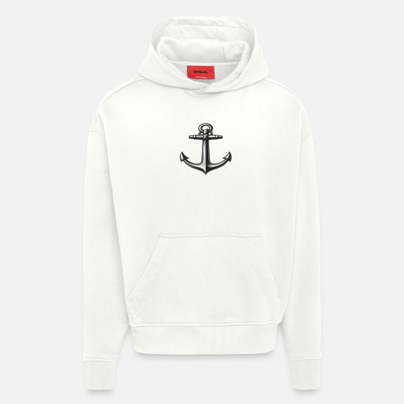 Conception d’ancre maritime - Sweat à capuche bio épais oversize fabriqué en UE - OFF WHITE
