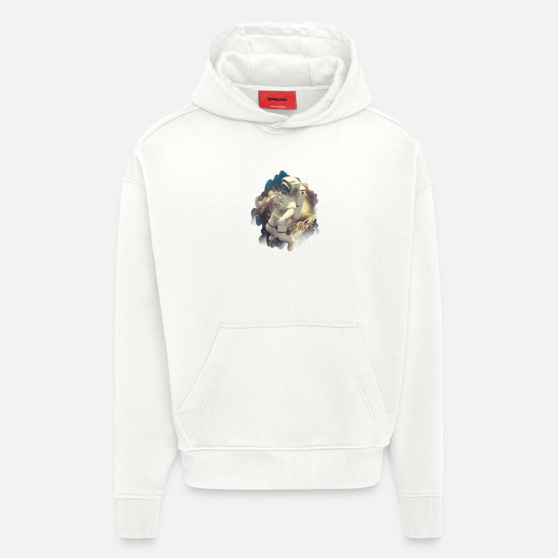 Astronaute dans la magie spatiale - Sweat à capuche bio épais oversize fabriqué en UE - OFF WHITE