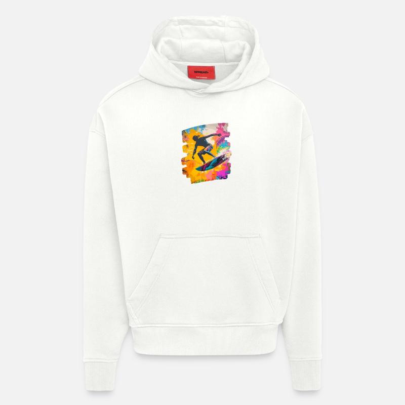 Surfeur Surf Planche de surf Surf - Sweat à capuche bio épais oversize fabriqué en UE - OFF WHITE