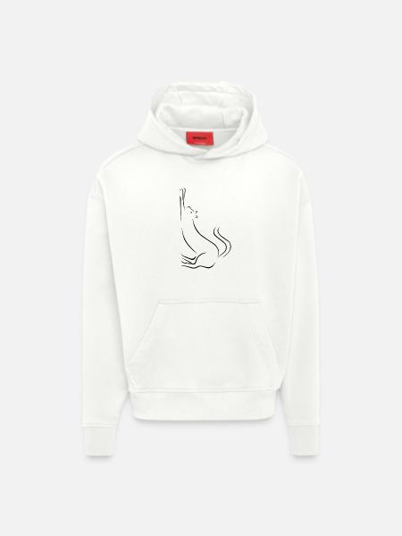 Cat line art drawing - Hoodie- made by SPREAD - OFF WHITE