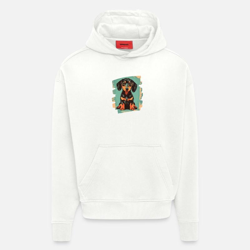 Teckel Dackel - Sweat à capuche bio épais oversize fabriqué en UE - OFF WHITE