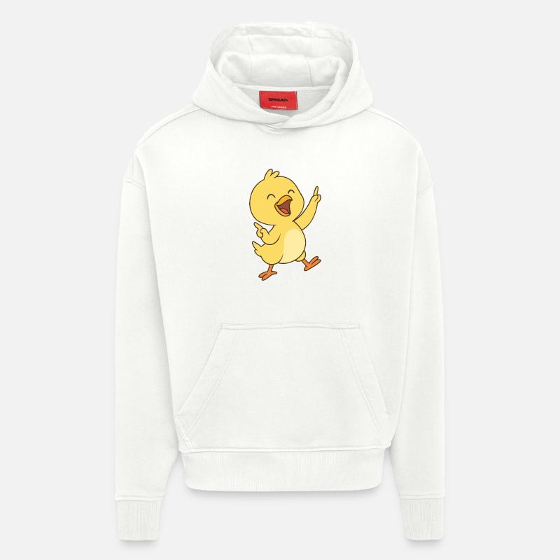 Danse du poussin heureux - Sweat à capuche bio épais oversize fabriqué en UE - OFF WHITE