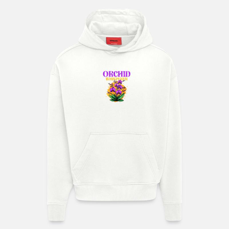 Conception de murmure d'orchidée - Sweat à capuche bio épais oversize fabriqué en UE - OFF WHITE