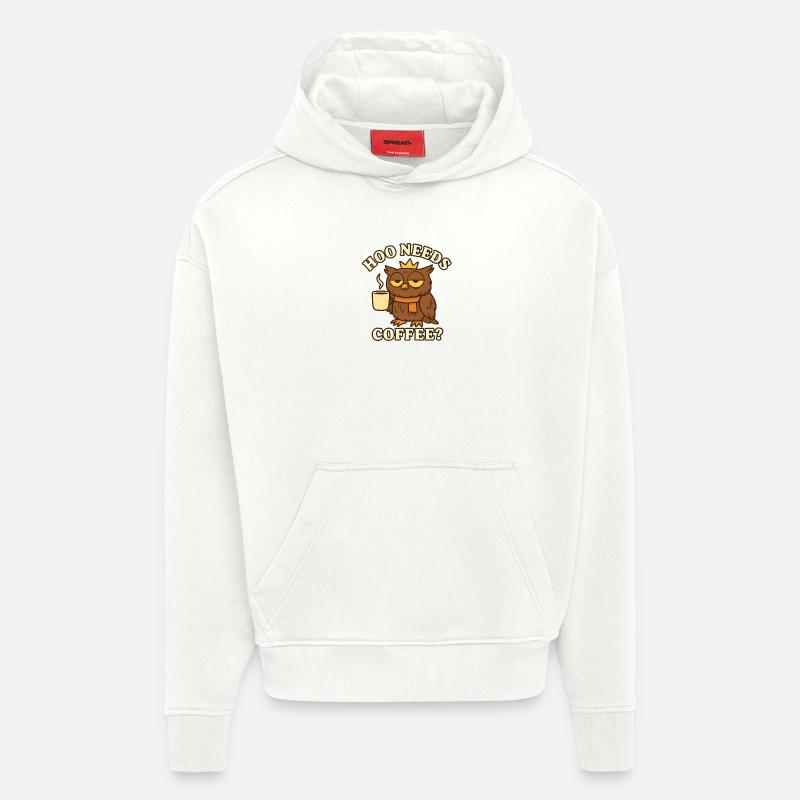  Hoo Needs Coffee? – Lustige Eule - Hoodie- made by SPREAD  - OFF WHITE