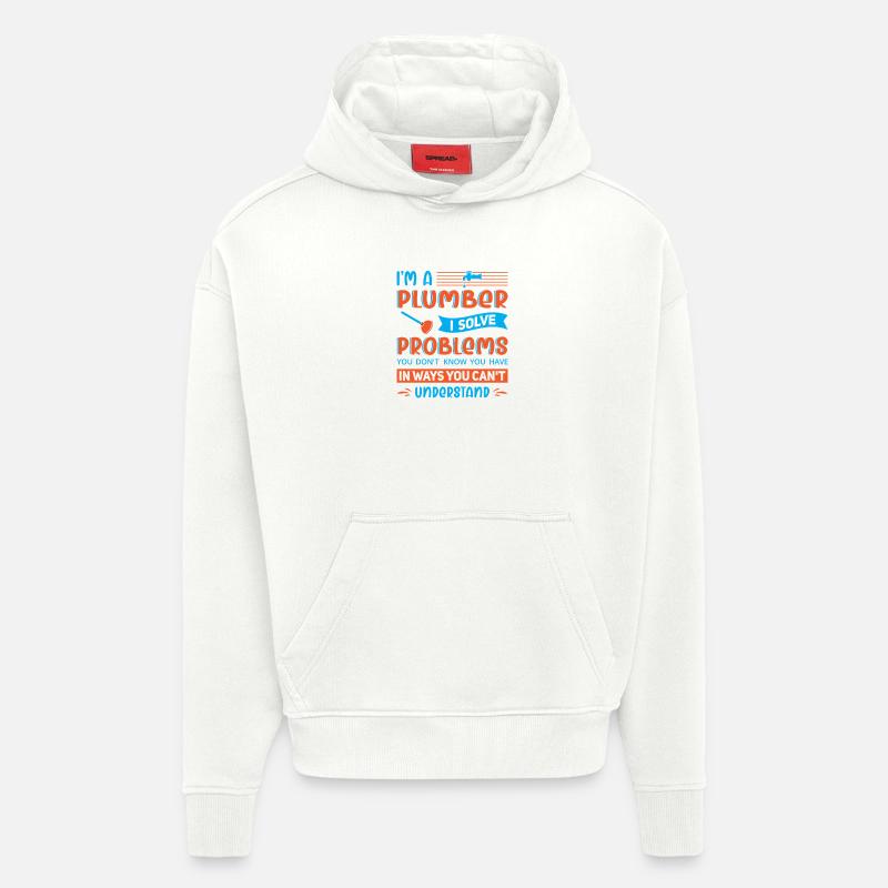 Chauffagiste Plombier Plombier de construction chauffage - Sweat à capuche bio épais oversize fabriqué en UE - OFF WHITE