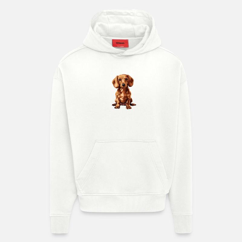 Teckel mignon avec du charme - Sweat à capuche bio épais oversize fabriqué en UE - OFF WHITE