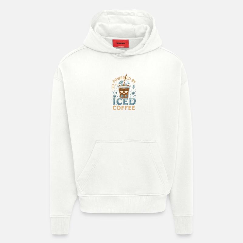 Alimenté par du café glacé - Sweat à capuche bio épais oversize fabriqué en UE - OFF WHITE