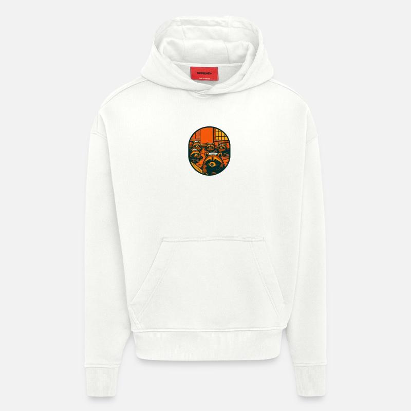 Source thermale du raton laveur - Sweat à capuche bio épais oversize fabriqué en UE - OFF WHITE