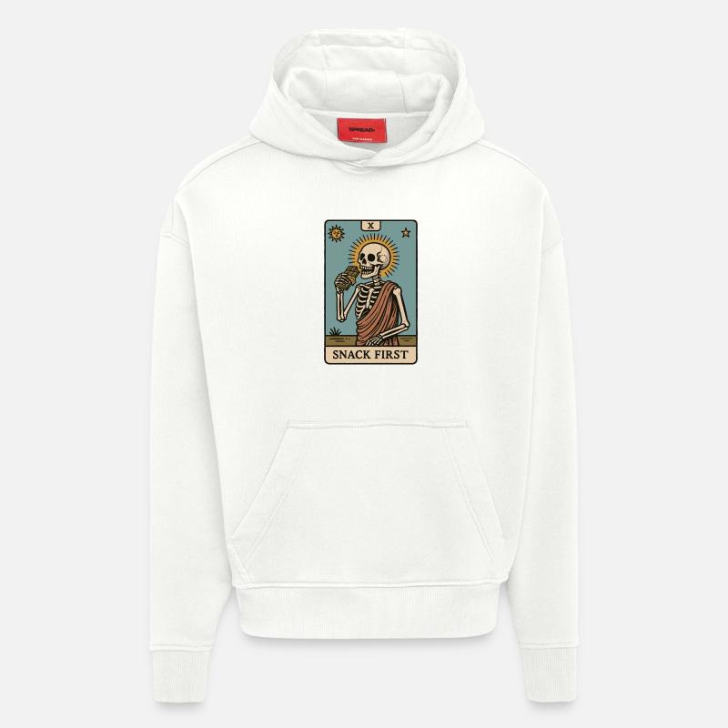 Collation Premier Squelette Drôle Dire Halloween - Sweat à capuche bio épais oversize fabriqué en UE - OFF WHITE
