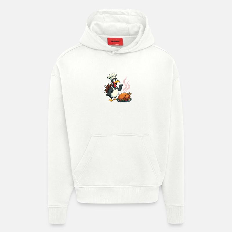 Cuisinier de dinde de Thanksgiving - Sweat à capuche bio épais oversize fabriqué en UE - OFF WHITE