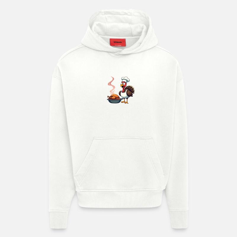Cuisinier de dinde de Thanksgiving - Sweat à capuche bio épais oversize fabriqué en UE - OFF WHITE